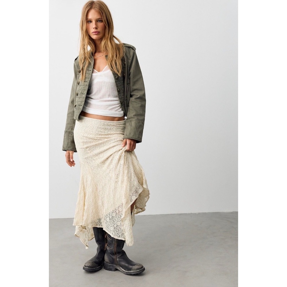 Free People Bella Lace Maxi Skirt Handkerchief Mermaid Boho Cottagecore NWOT